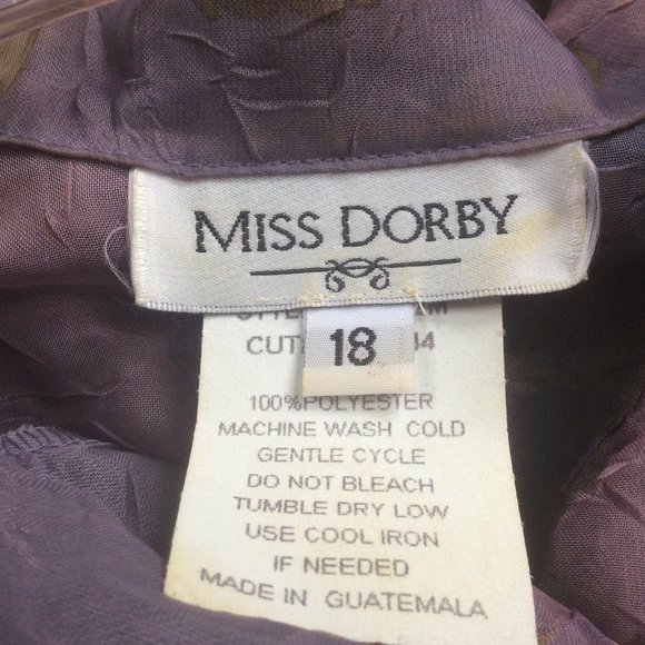 Vintage Miss Dorby Two Piece Purple Floral Sleeveless Maxi Dress/Top Set Size 18 - Picture 5 of 9